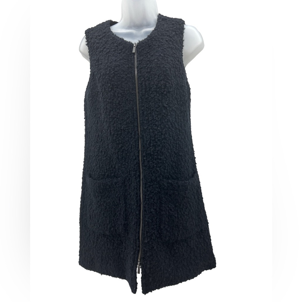 Sanctuary Black Sherpa Zip Mini Sweater Dress Sleeveless Lined